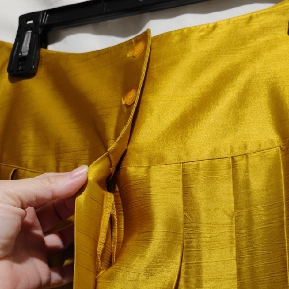 SALE! RARE! Jac Dale Gold Pleated Vintage Midi Skirt - Picture 7 of 10